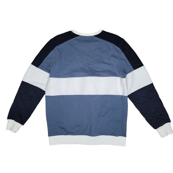 A. Tiziano Men's XL Colorblock Crewneck quilted Sweater Blue White & Navy - Picture 2 of 8